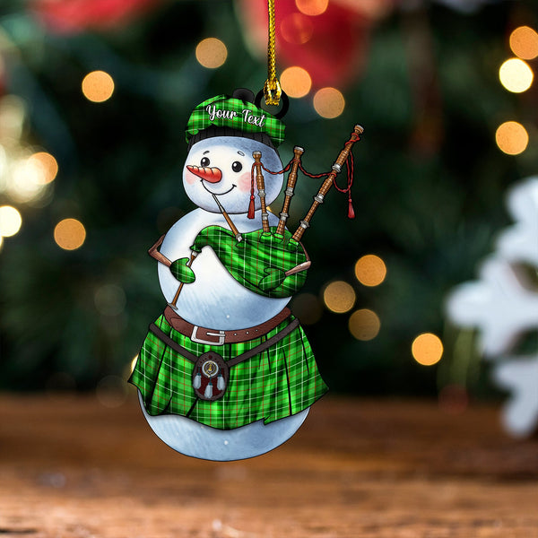 Galloway District Clan Badge Tartan Wood Acrylic Ornament Snowman Bagpipe Personalized