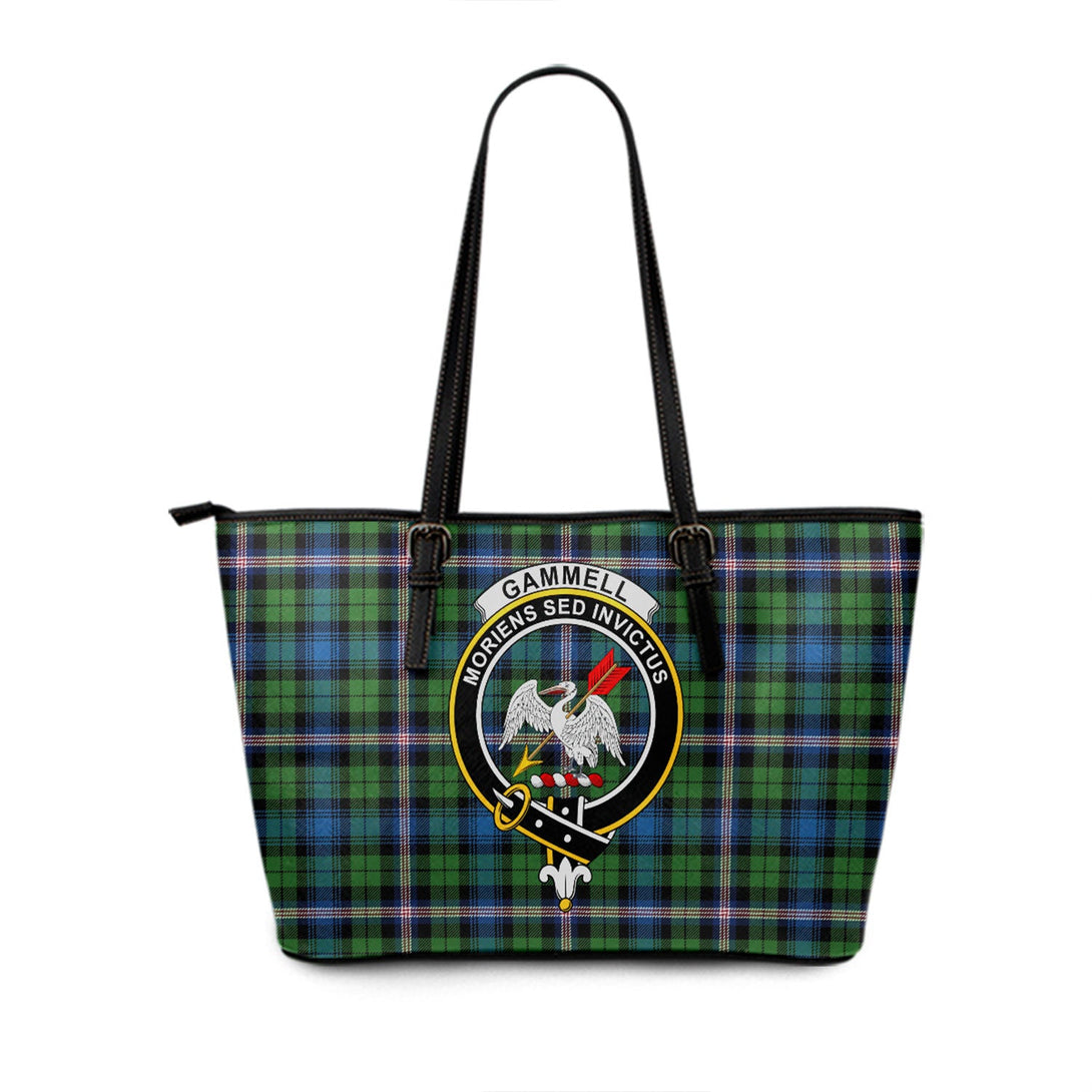 Gammell Ancient Clan Badge Tartan Leather Tote Bag