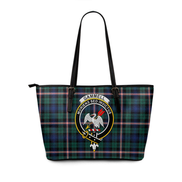 Gammell Modern Clan Badge Tartan Leather Tote Bag