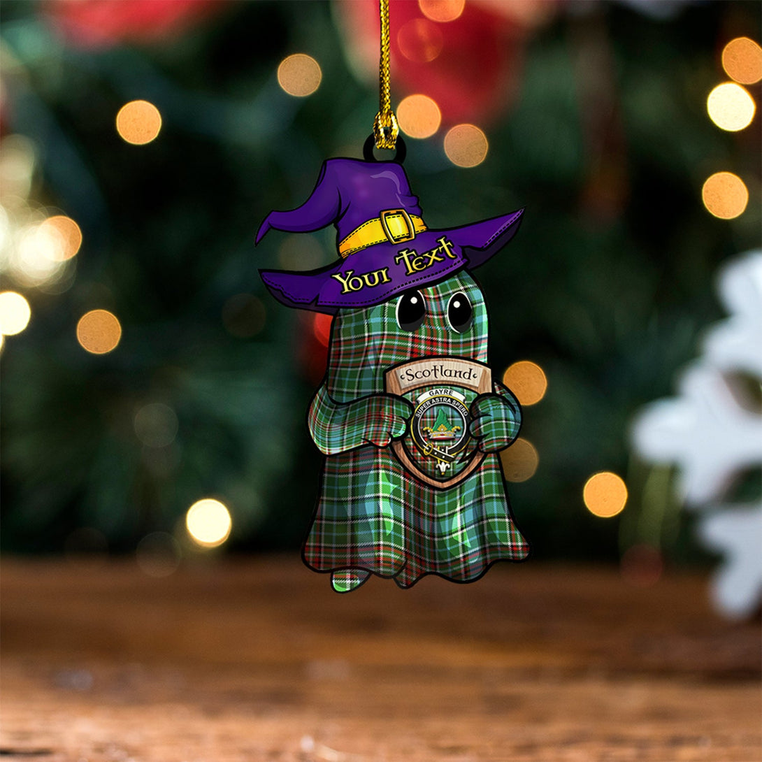 Gayre Modern Clan Badge Tartan Wood Acrylic Ornament Halloween Ghost