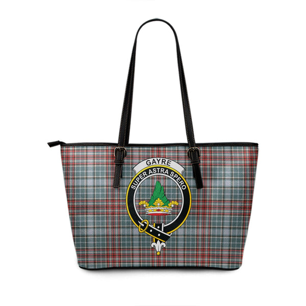 Gayre Weathered Clan Badge Tartan Leather Tote Bag