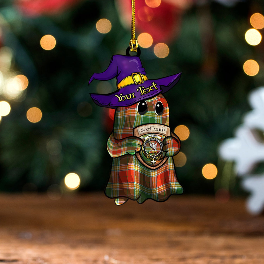 Gibson (Gibbs) Ancient Clan Badge Tartan Wood Acrylic Ornament Halloween Ghost