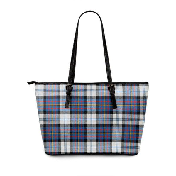 Gillies Blue Dress Dance Tartan Leather Tote Bag