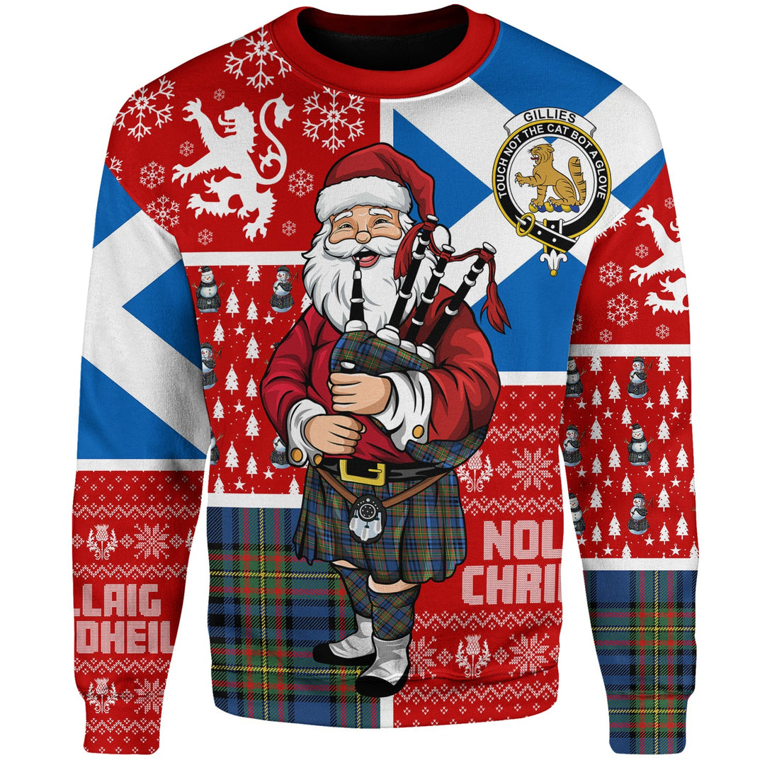 Gillies Modern Clan Badge Tartan Sweatshirt Scotland Christmas Santa