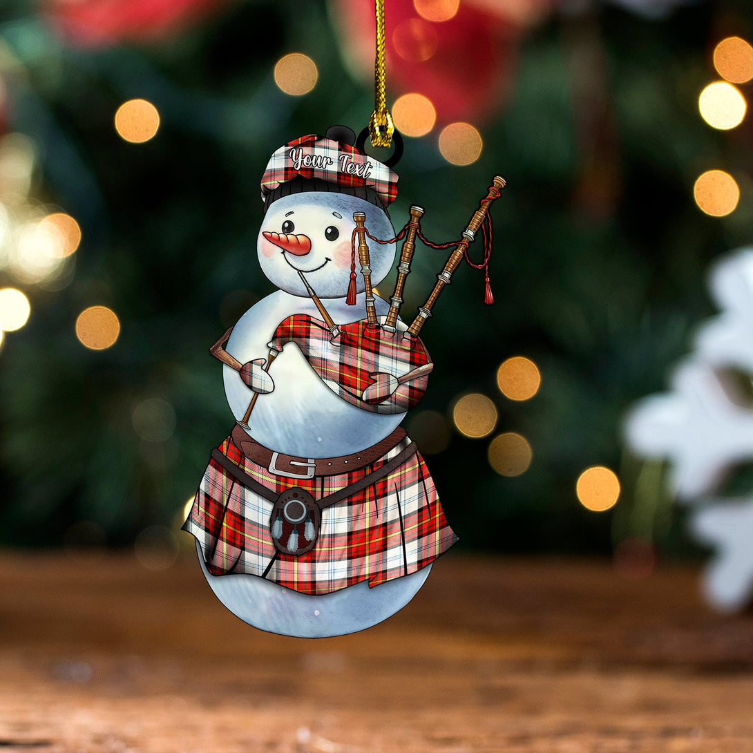 Gillies Red Dress Dance Tartan Wood Acrylic Ornament Snowman Bagpipe Personalized