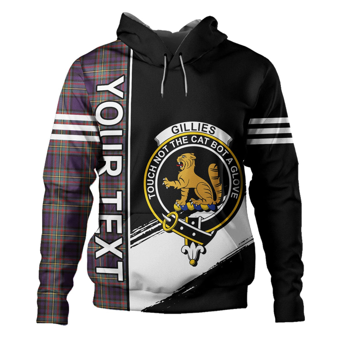 Gillies Weathered Clan Badge Tartan Hoodie Quarter Style Personalized