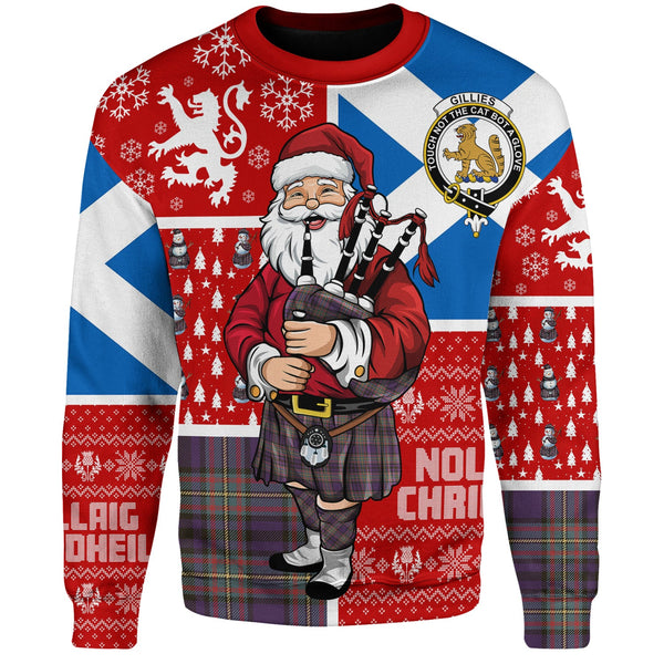 Gillies Weathered Clan Badge Tartan Sweatshirt Scotland Christmas Santa