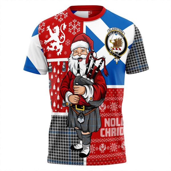 Gladstone Clan Badge Tartan T-Shirt Scotland Christmas Santa