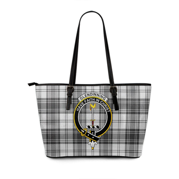 Glendinning Clan Badge Tartan Leather Tote Bag