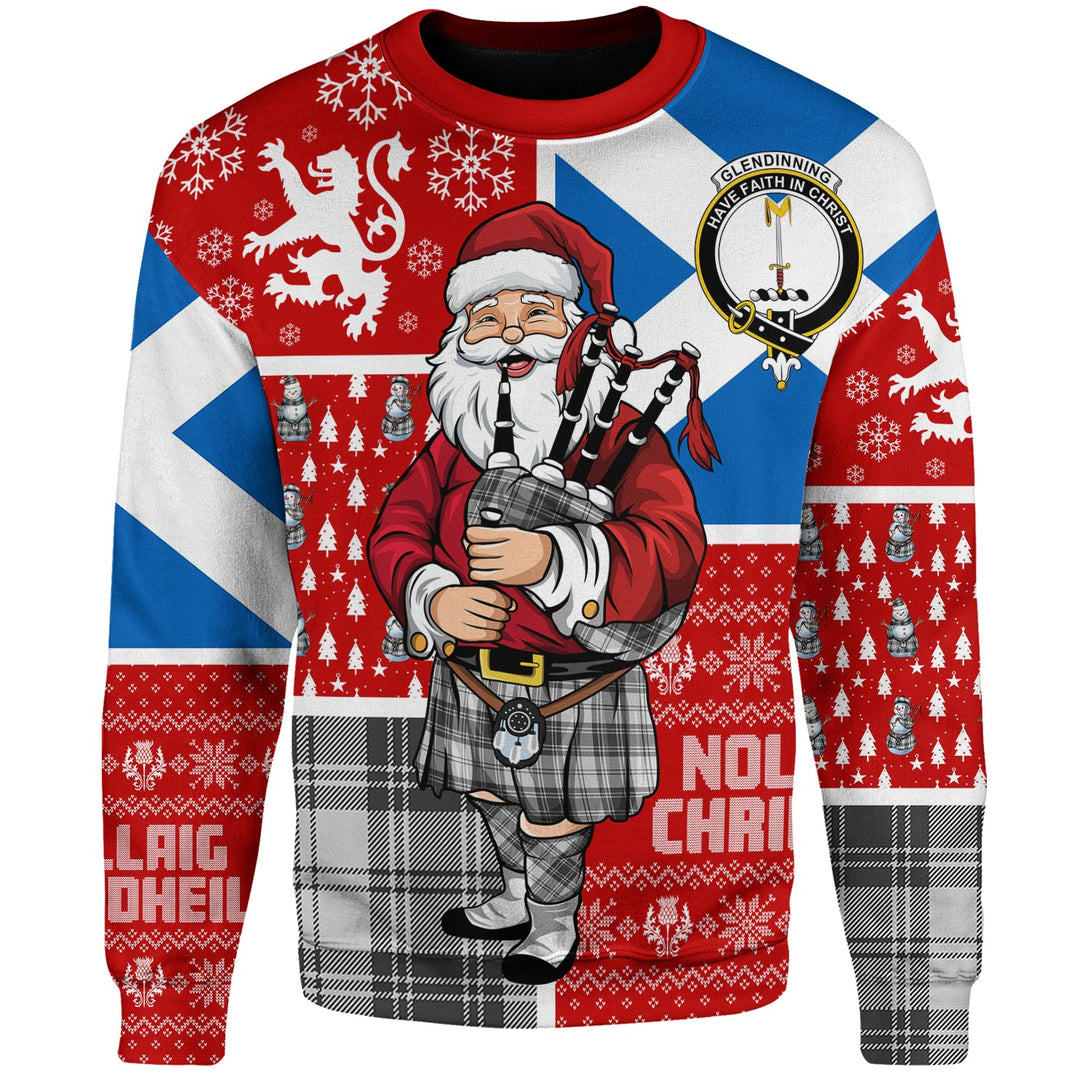 Glendinning Clan Badge Tartan Sweatshirt Scotland Christmas Santa