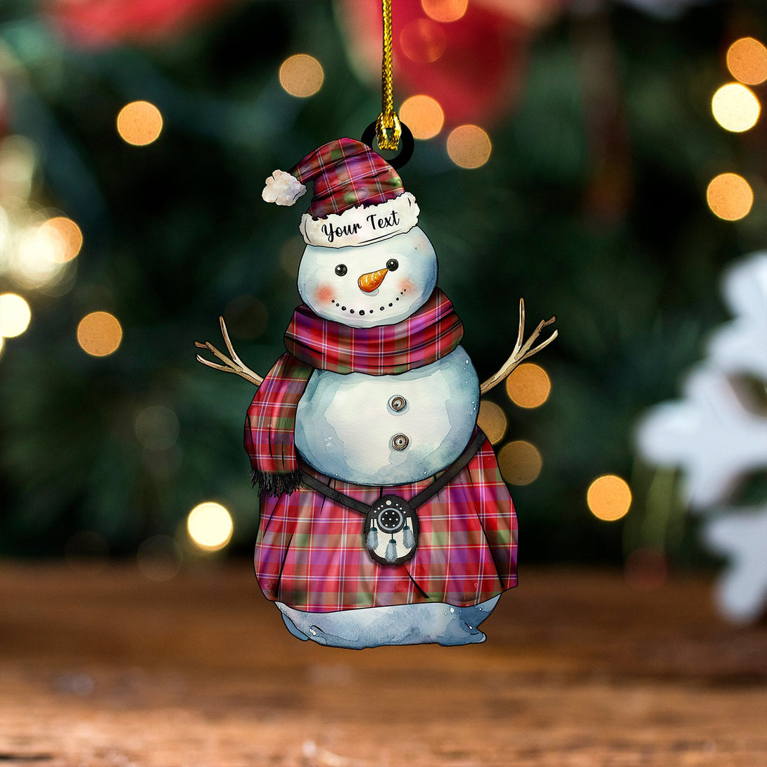 Glenfinnan Weathered Tartan Wood Acrylic Ornament Snowman Warrior Personalized