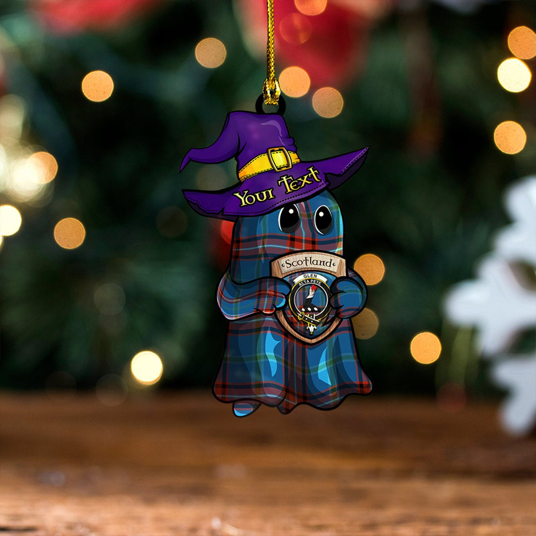 Glenn Ancient Clan Badge Tartan Wood Acrylic Ornament Halloween Ghost