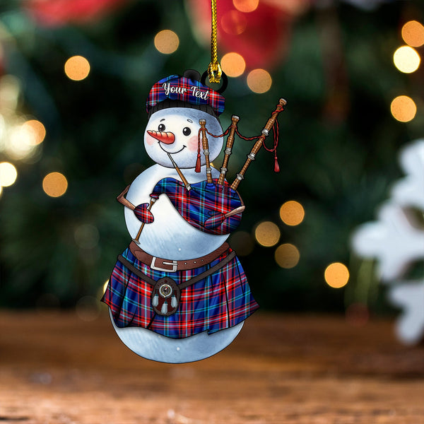 Glenn Modern Clan Badge Tartan Wood Acrylic Ornament Snowman Bagpipe Personalized