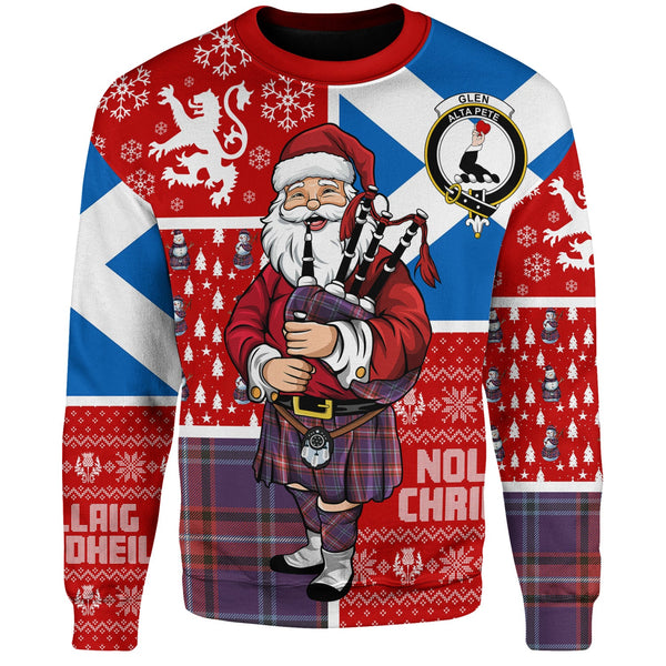 Glenn Weathered Clan Badge Tartan Sweatshirt Scotland Christmas Santa