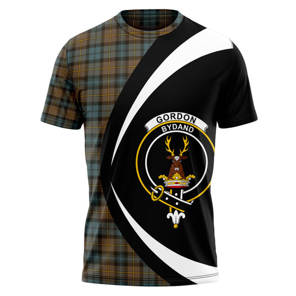 Gordon Weathered Clan Badge Tartan T-Shirt Circle Style Personalized