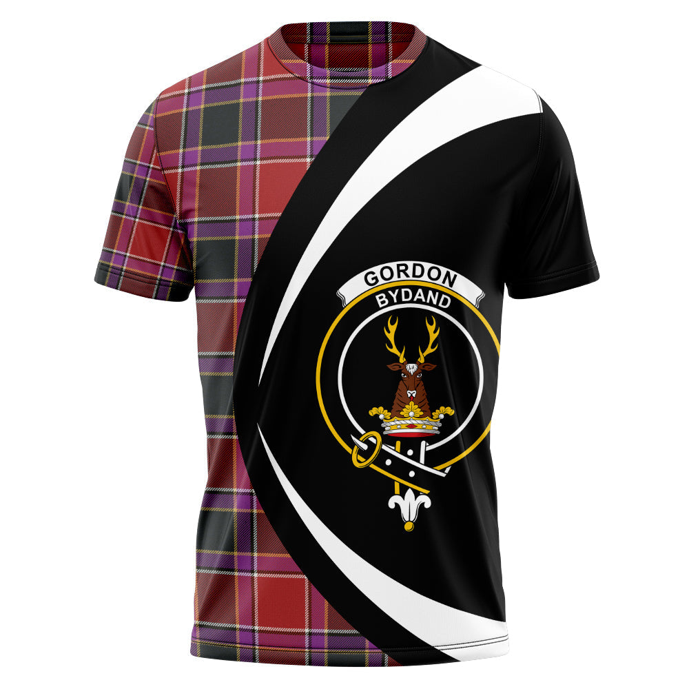 Gordon of Abergeldie Weathered Clan Badge Tartan T-Shirt Circle Style Personalized