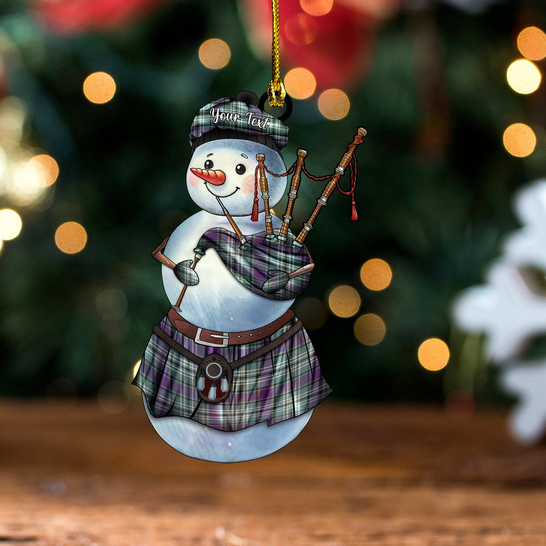 Graden Weathered Tartan Wood Acrylic Ornament Snowman Bagpipe Personalized