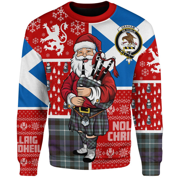 Graham of Montrose Weathered Clan Badge Tartan Sweatshirt Scotland Christmas Santa