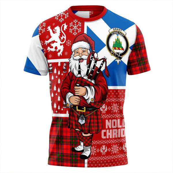 Grant Modern Clan Badge Tartan T-Shirt Scotland Christmas Santa