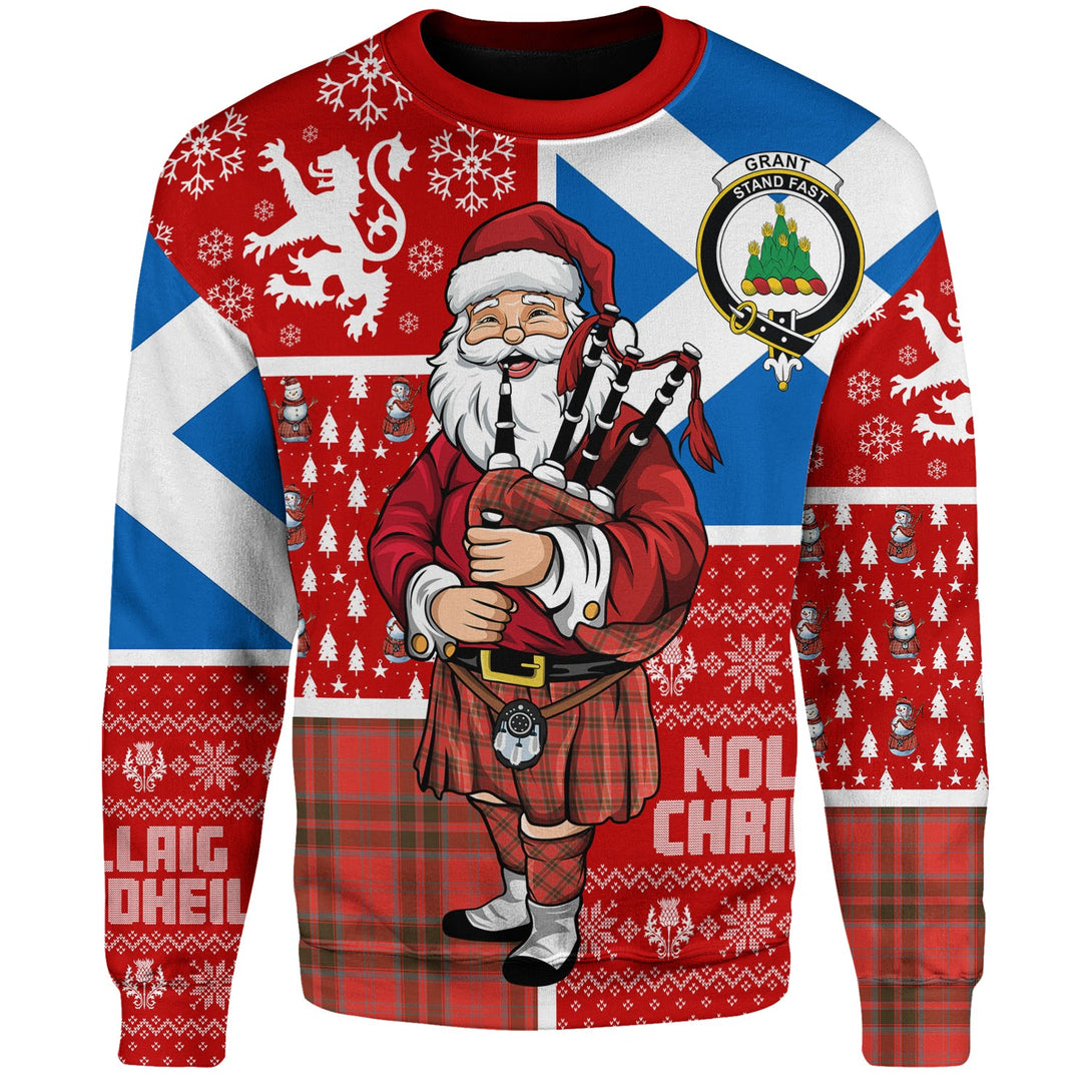 Grant Weathered Clan Badge Tartan Sweatshirt Scotland Christmas Santa