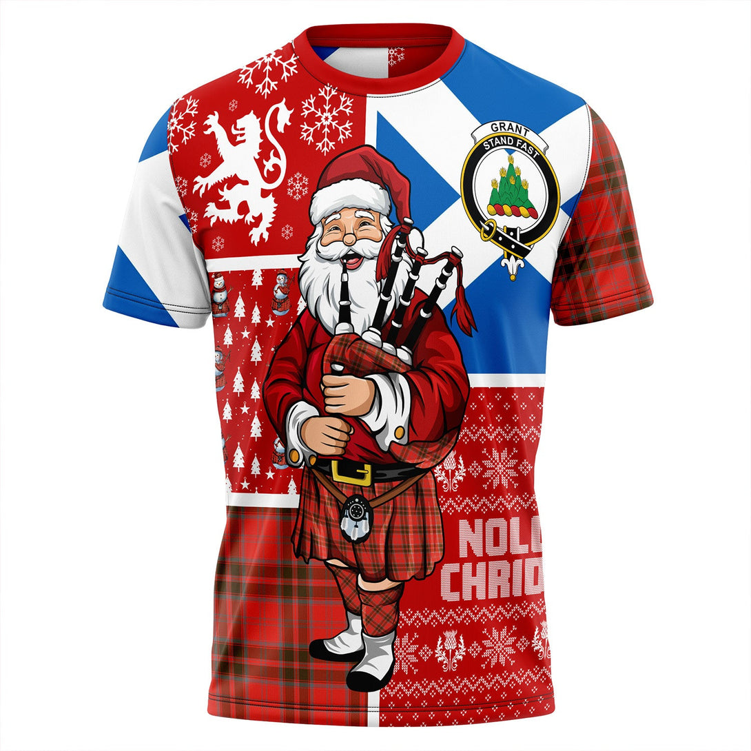 Grant Weathered Clan Badge Tartan T-Shirt Scotland Christmas Santa