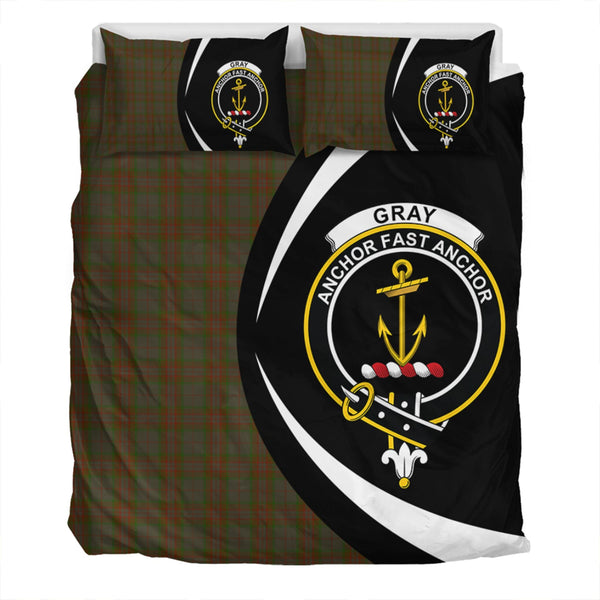 Gray Clan Badge Tartan Bedding Set Circle Style