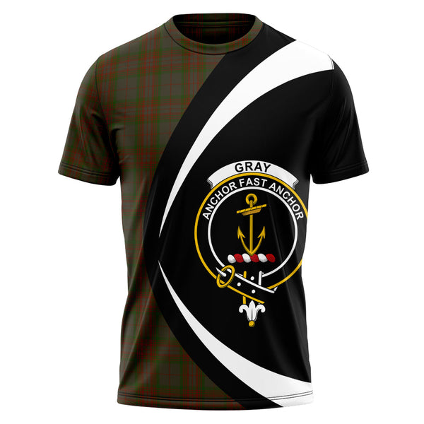 Gray Clan Badge Tartan T-Shirt Circle Style Personalized