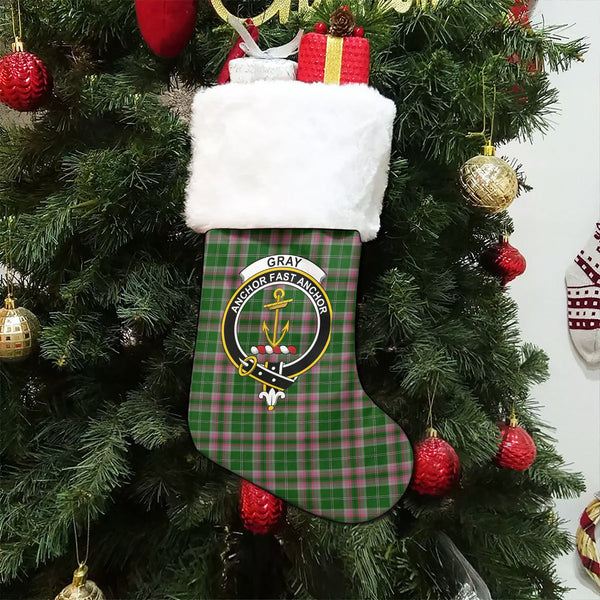 Gray Hunting Clan Badge Tartan Christmas Stocking