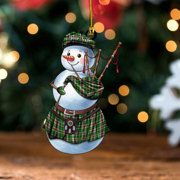 Gray Hunting Clan Badge Tartan Wood Acrylic Ornament Snowman Bagpipe Personalized