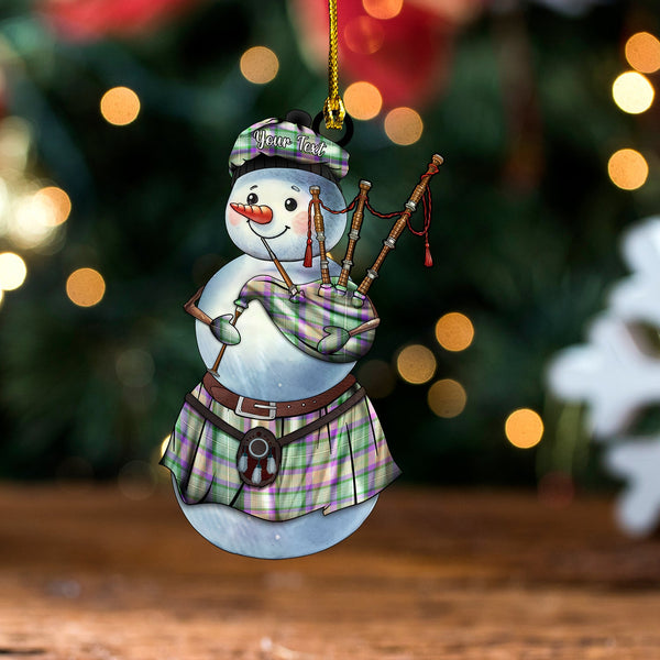 Grewar (MacGruar) Ancient Tartan Wood Acrylic Ornament Snowman Bagpipe Personalized