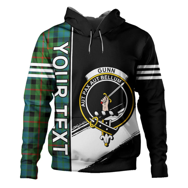 Gunn Ancient Clan Badge Tartan Hoodie Quarter Style Personalized