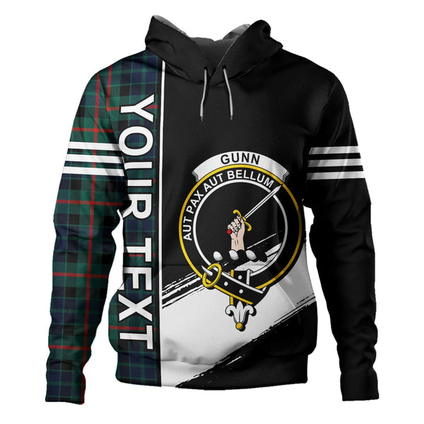 Gunn Modern Clan Badge Tartan Hoodie Quarter Style Personalized