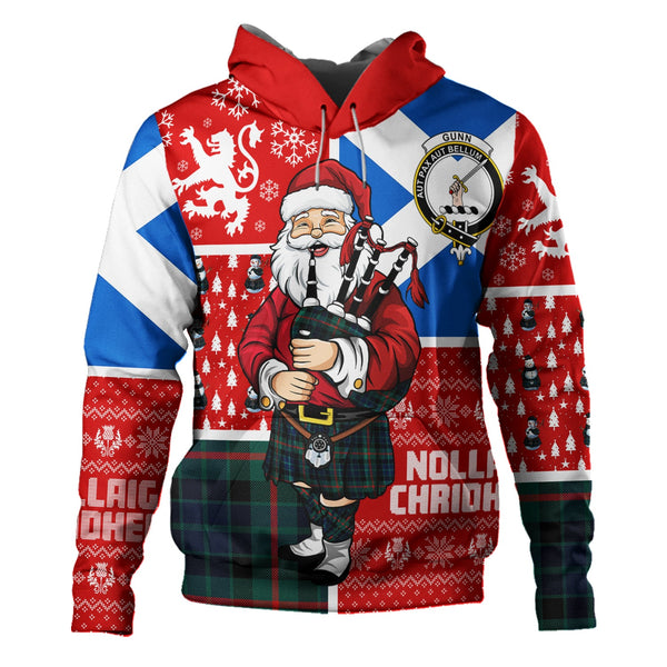 Gunn Modern Clan Badge Tartan Hoodie Scotland Christmas Santa