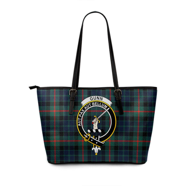 Gunn Modern Clan Badge Tartan Leather Tote Bag