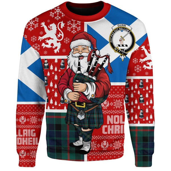 Gunn Modern Clan Badge Tartan Sweatshirt Scotland Christmas Santa