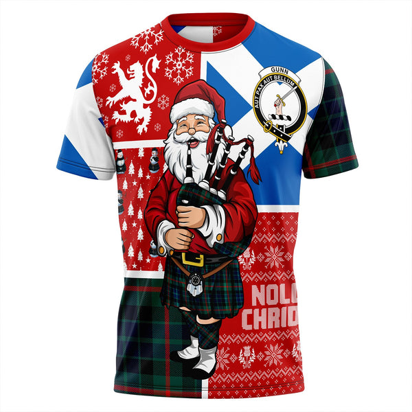 Gunn Modern Clan Badge Tartan T-Shirt Scotland Christmas Santa