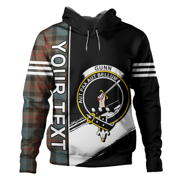 Gunn Weathered Clan Badge Tartan Hoodie Quarter Style Personalized