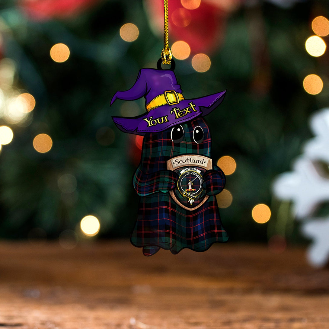 Guthrie Modern Clan Badge Tartan Wood Acrylic Ornament Halloween Ghost