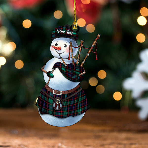 Guthrie Modern Clan Badge Tartan Wood Acrylic Ornament Snowman Bagpipe Personalized