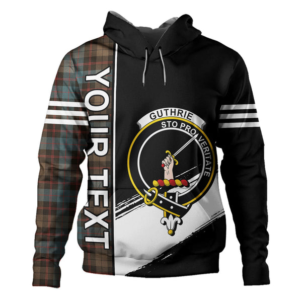 Guthrie Weathered Clan Badge Tartan Hoodie Quarter Style Personalized