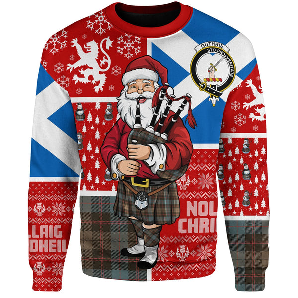 Guthrie Weathered Clan Badge Tartan Sweatshirt Scotland Christmas Santa