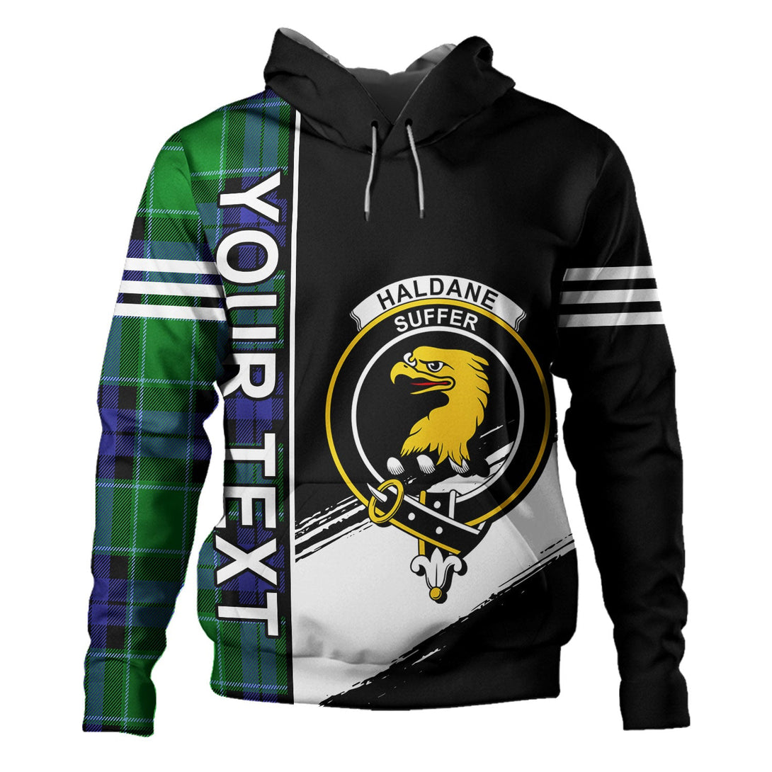 Haldane Clan Badge Tartan Hoodie Quarter Style Personalized