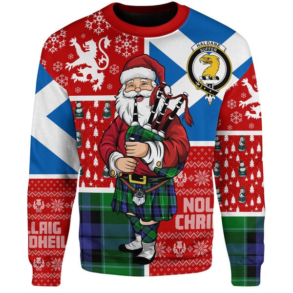 Haldane Clan Badge Tartan Sweatshirt Scotland Christmas Santa