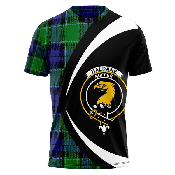 Haldane Clan Badge Tartan T-Shirt Circle Style Personalized