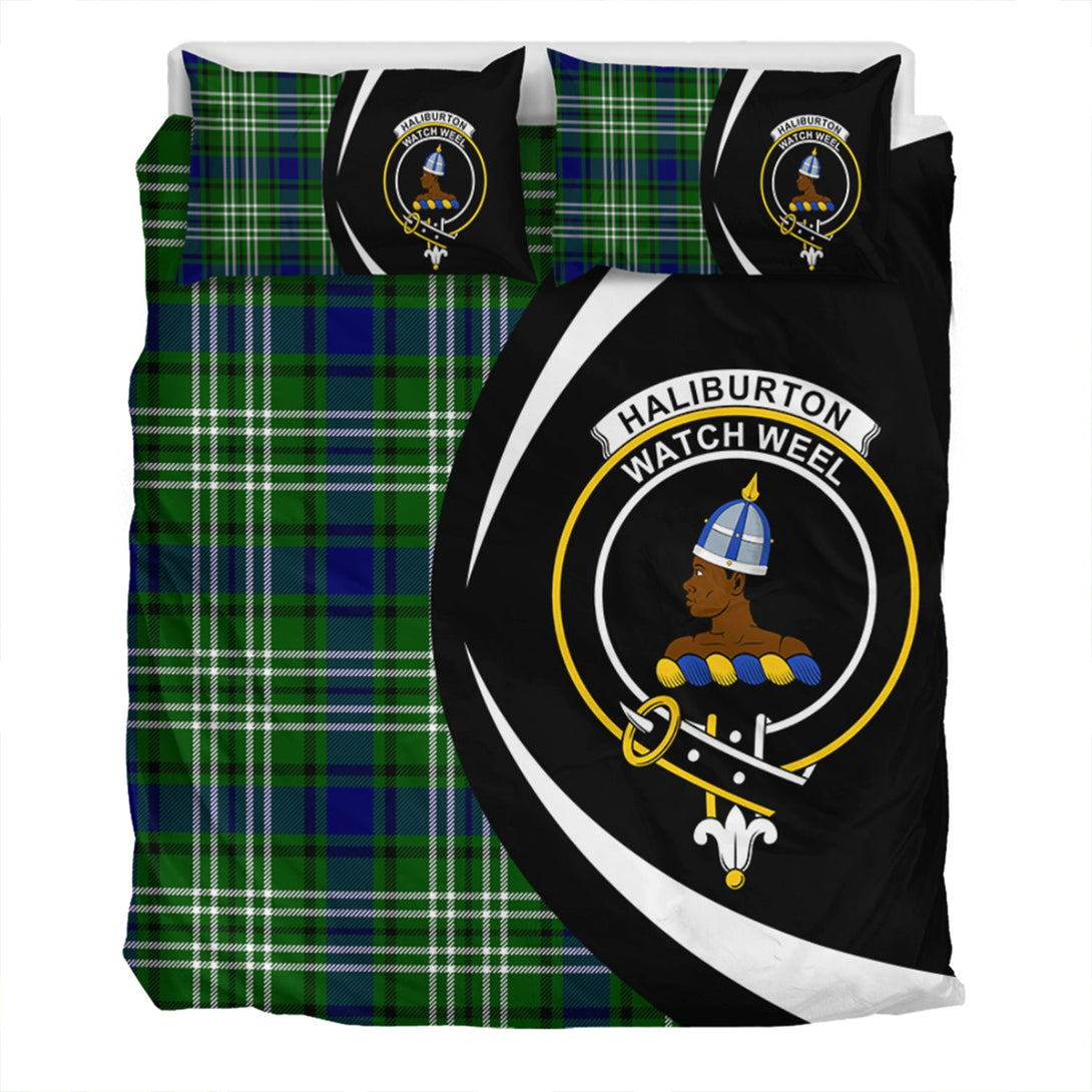 Haliburton Clan Badge Tartan Bedding Set Circle Style