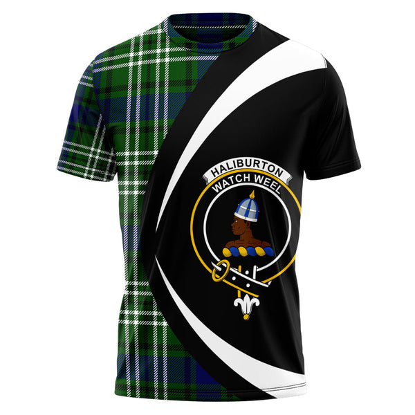 Haliburton Clan Badge Tartan T-Shirt Circle Style Personalized