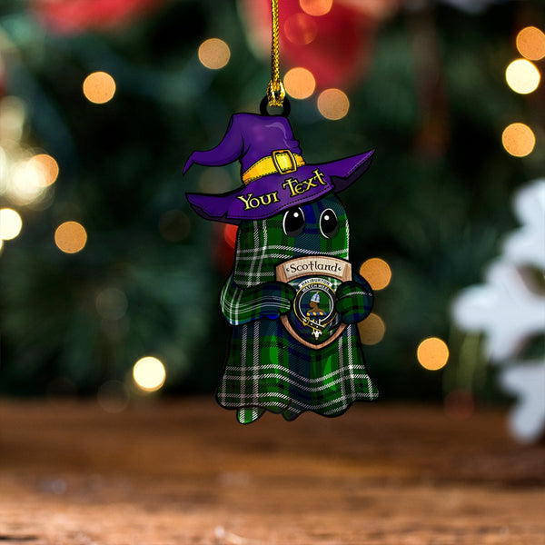 Haliburton Clan Badge Tartan Wood Acrylic Ornament Halloween Ghost