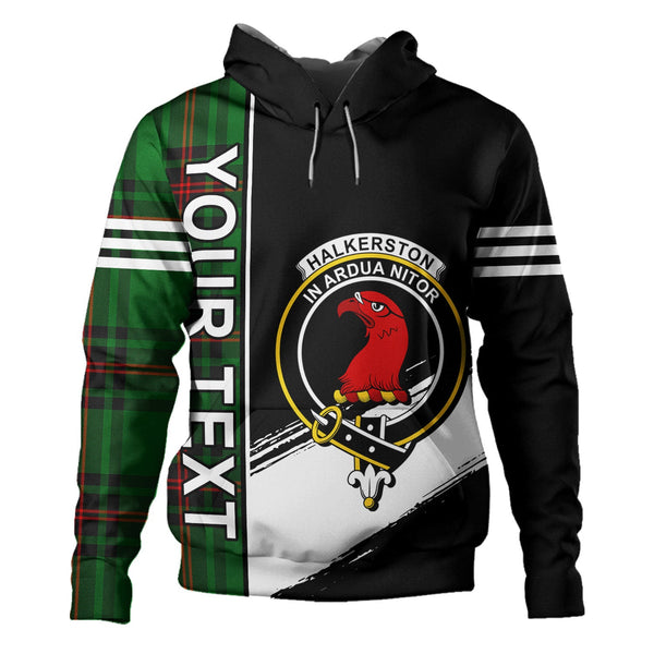 Halkerston Clan Badge Tartan Hoodie Quarter Style Personalized