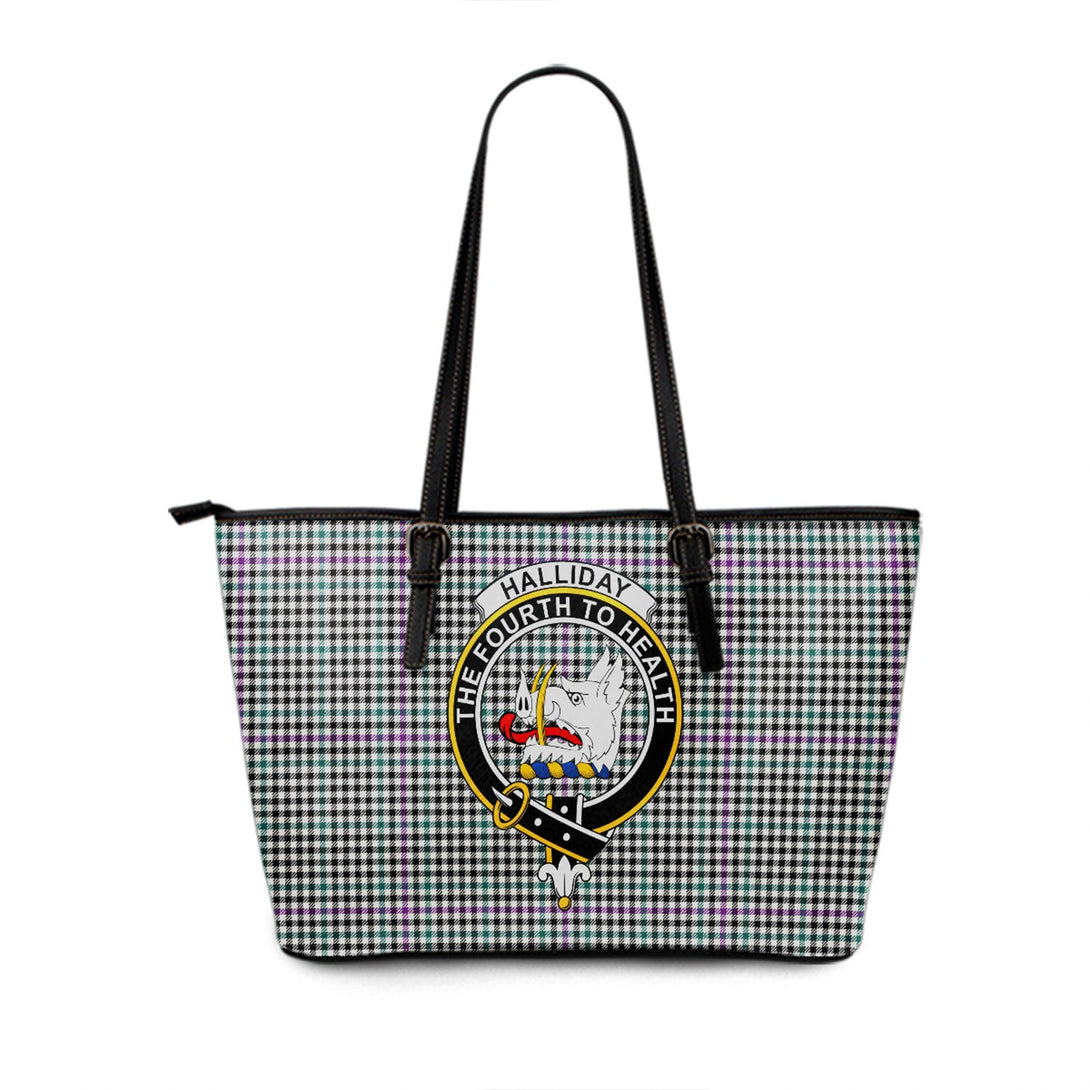 Halliday (Holliday) Modern Clan Badge Tartan Leather Tote Bag