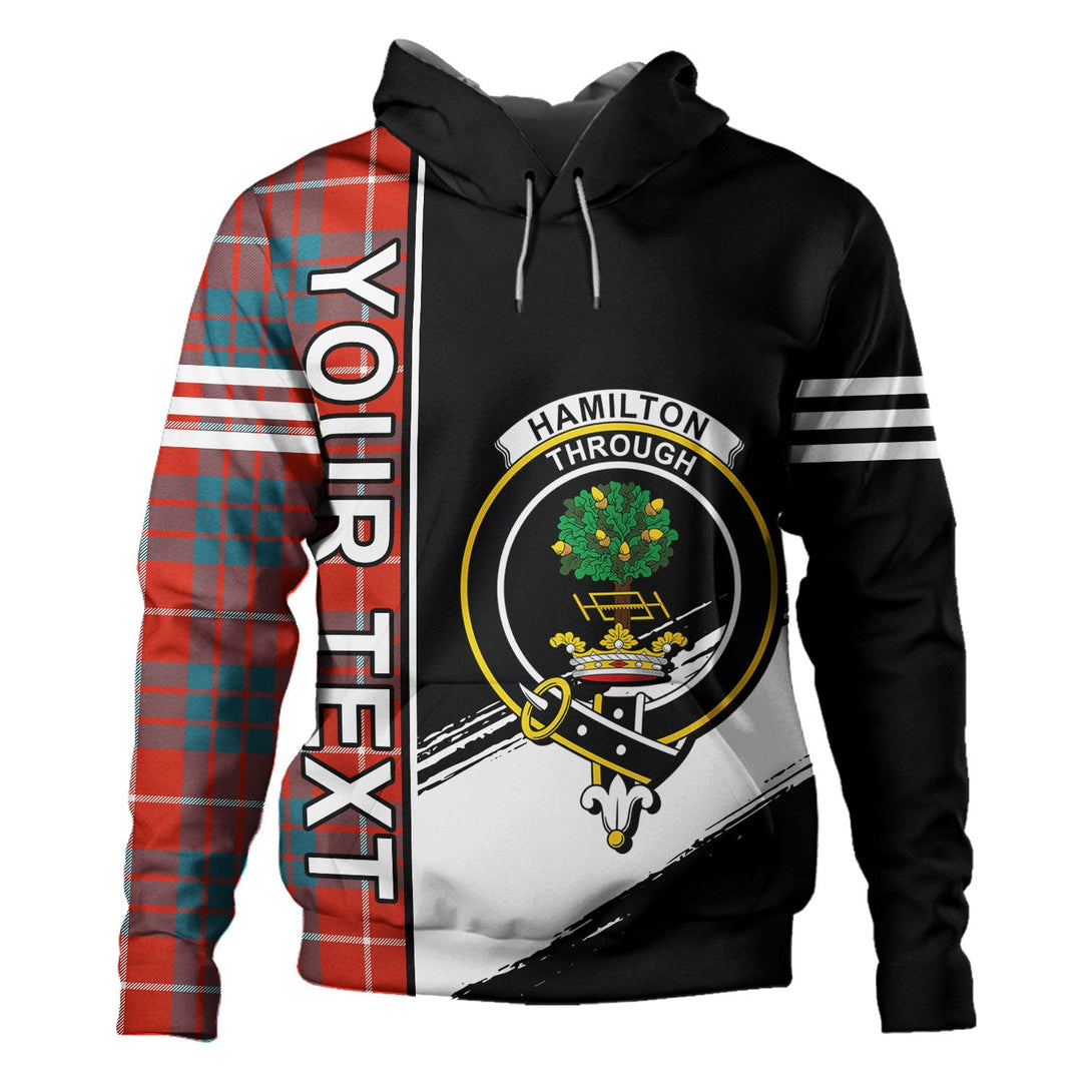 Hamilton Ancient Clan Badge Tartan Hoodie Quarter Style Personalized